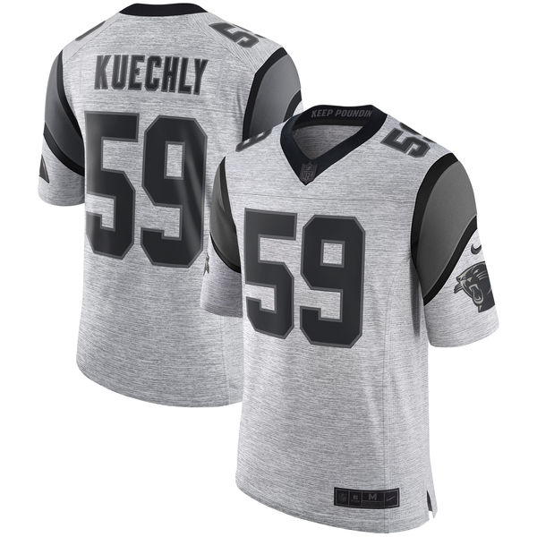 Nike Panthers #59 Luke Kuechly Gray Men's Stitched NFL Limited Gridiron Gray II Jersey - Click Image to Close